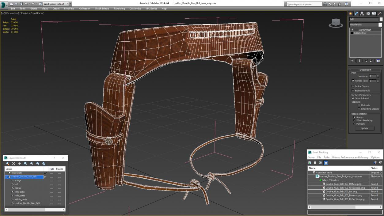 3D Leather Double Gun Belt model