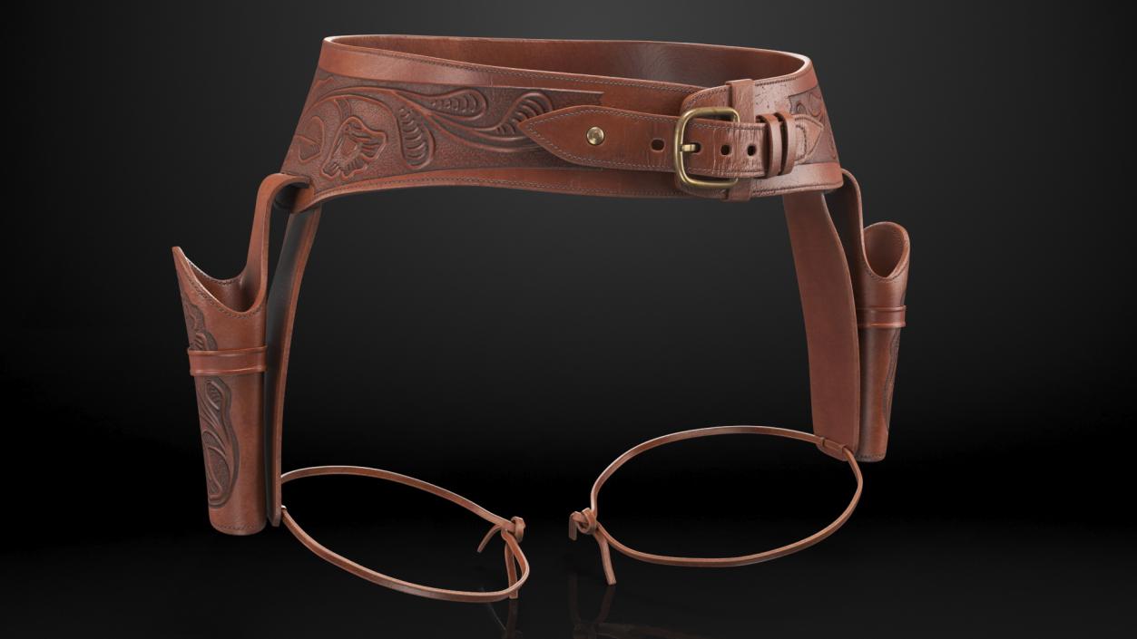 3D Leather Double Gun Belt model