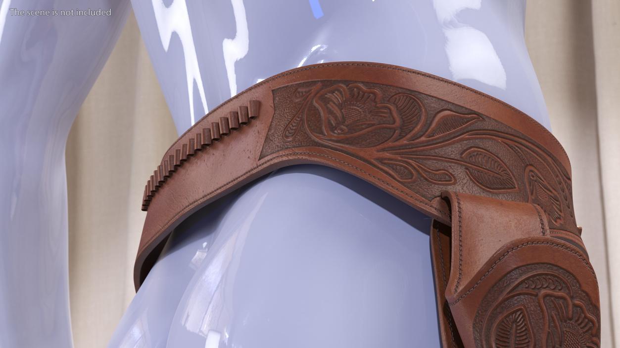 3D Leather Double Gun Belt model