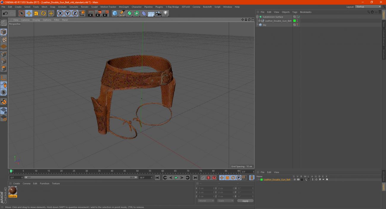 3D Leather Double Gun Belt model