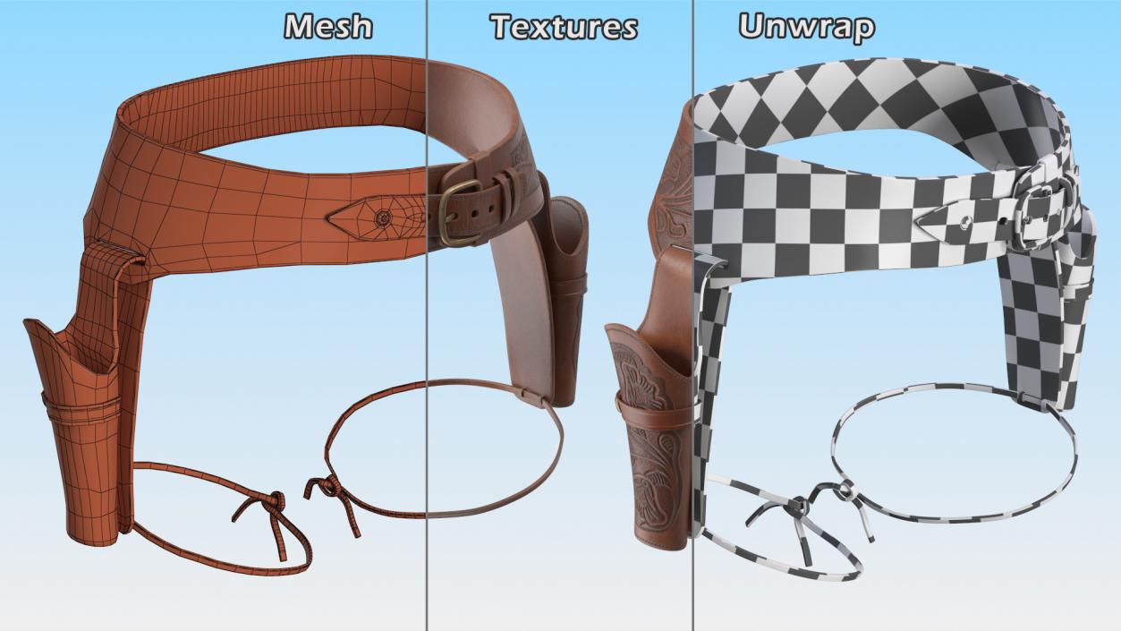 3D Leather Double Gun Belt model