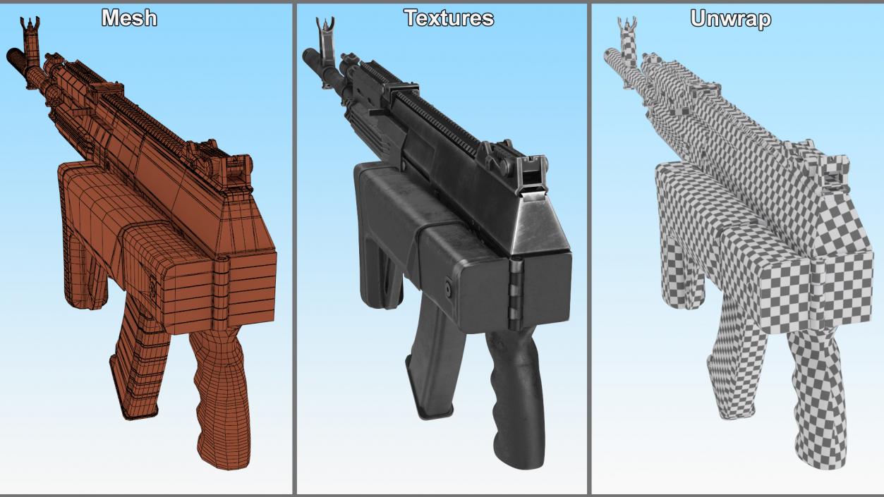 3D model AK-12 2011 Variant with Folded Stock Old