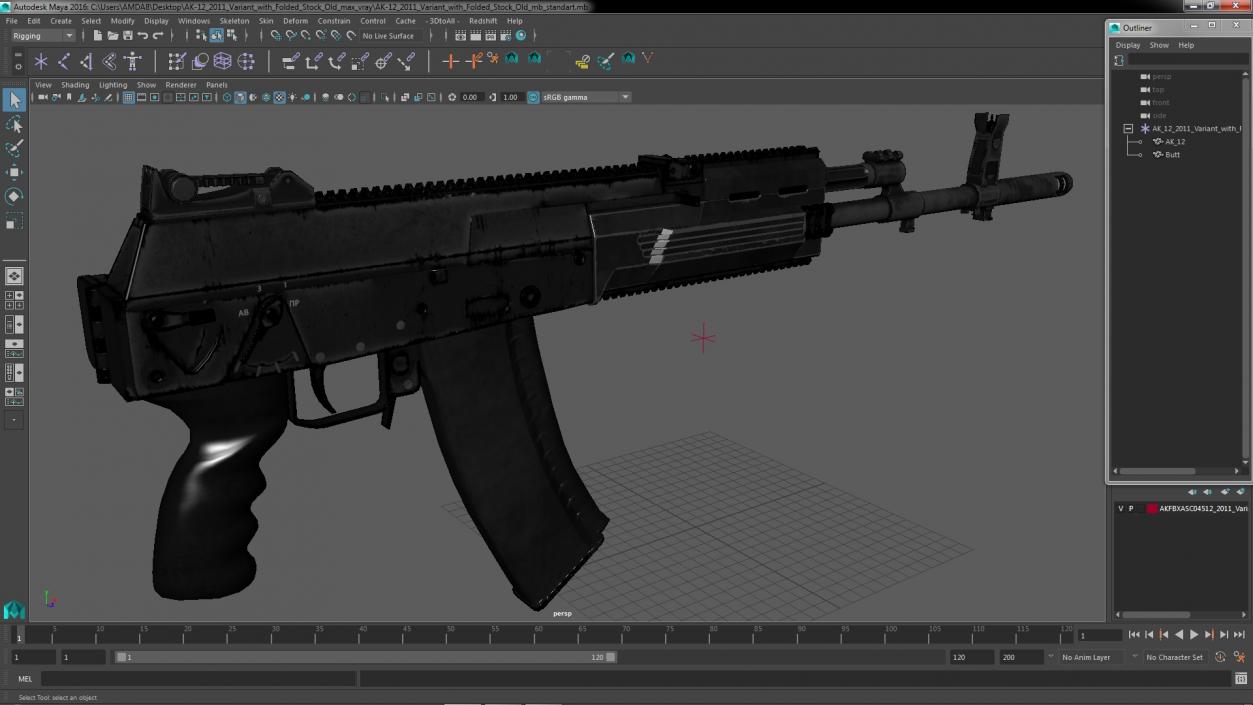 3D model AK-12 2011 Variant with Folded Stock Old