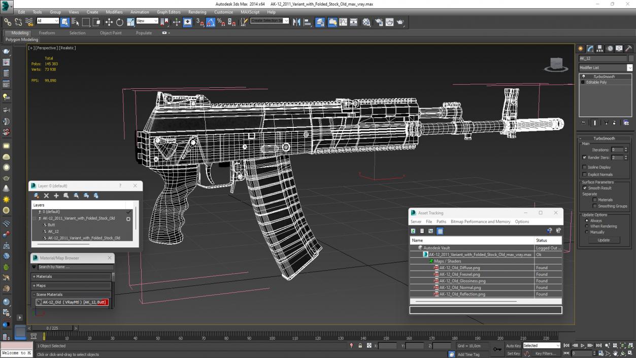 3D model AK-12 2011 Variant with Folded Stock Old