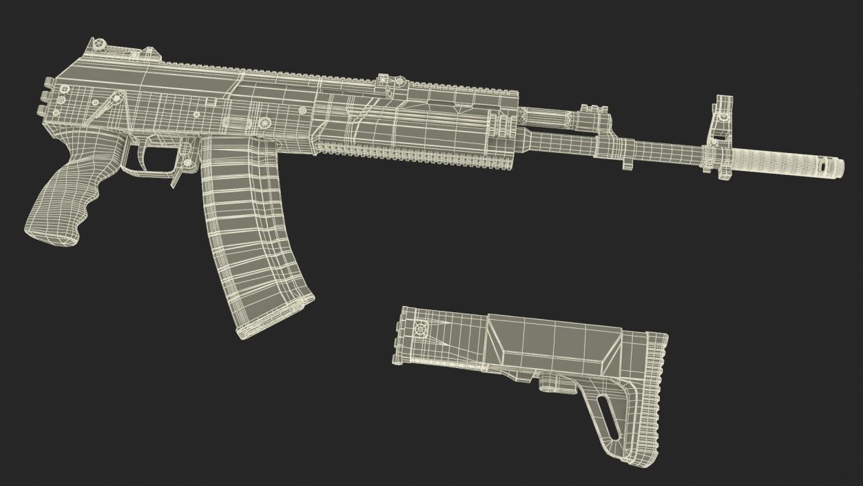 3D model AK-12 2011 Variant with Folded Stock Old