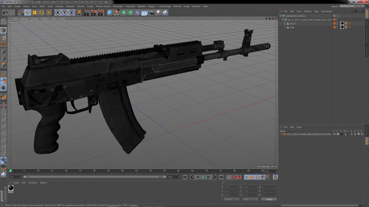 3D model AK-12 2011 Variant with Folded Stock Old