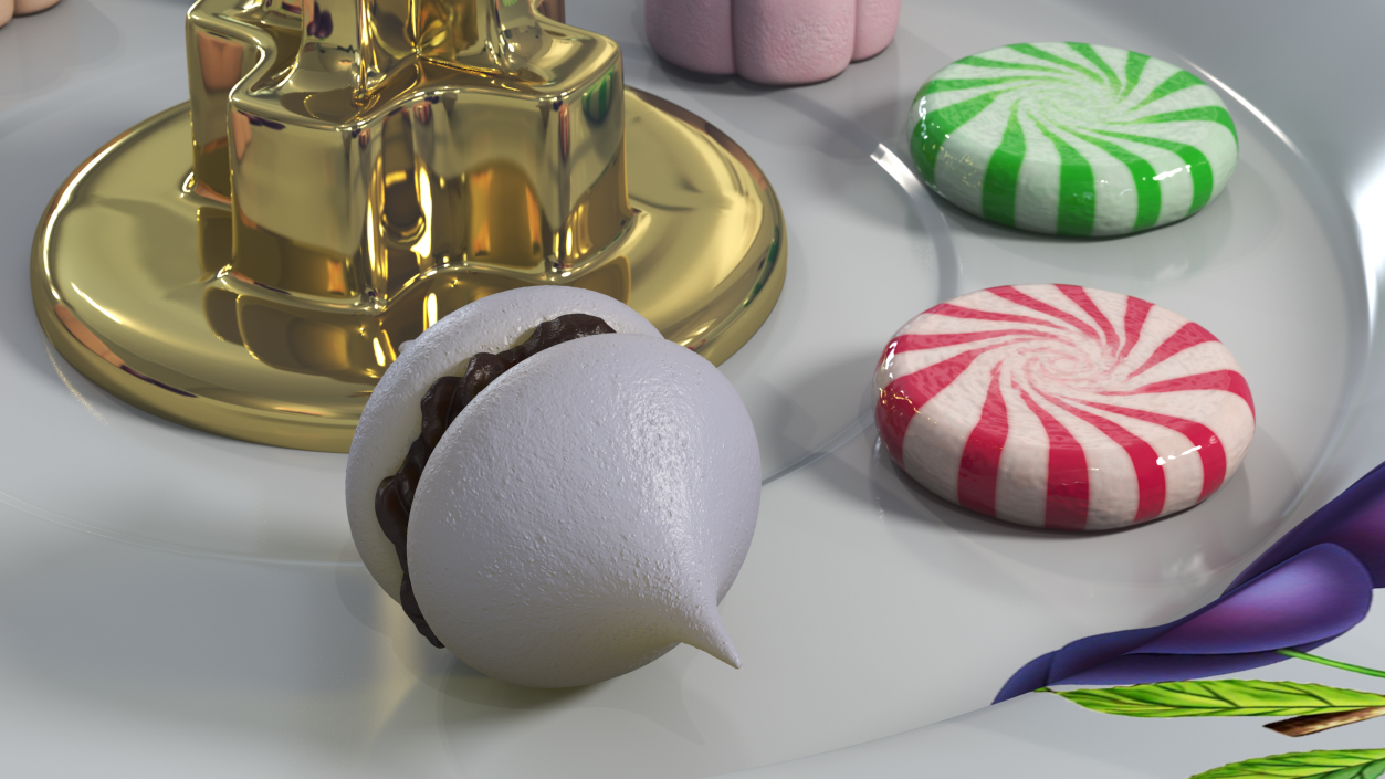 Smooth Meringue White with Chocolate Filling 3D model