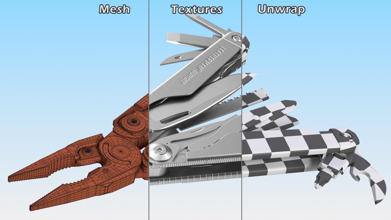 3D model Leatherman Surge Multitool Silver Rigged