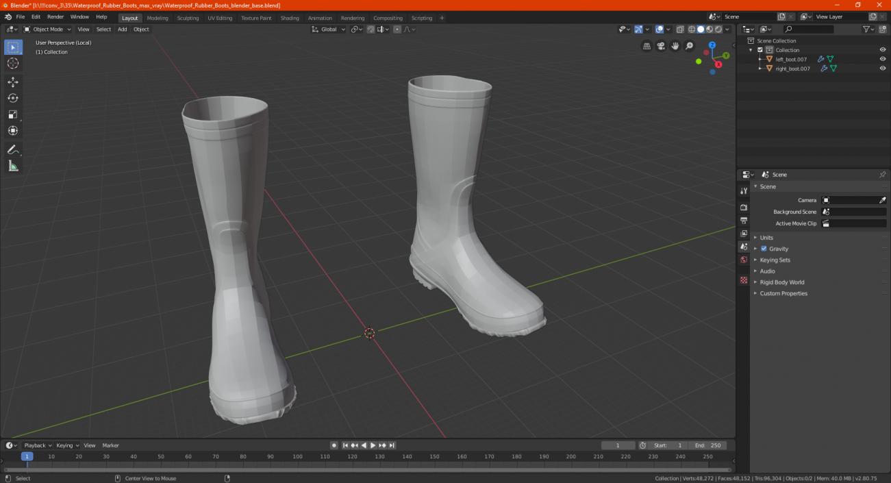 3D Waterproof Rubber Boots model