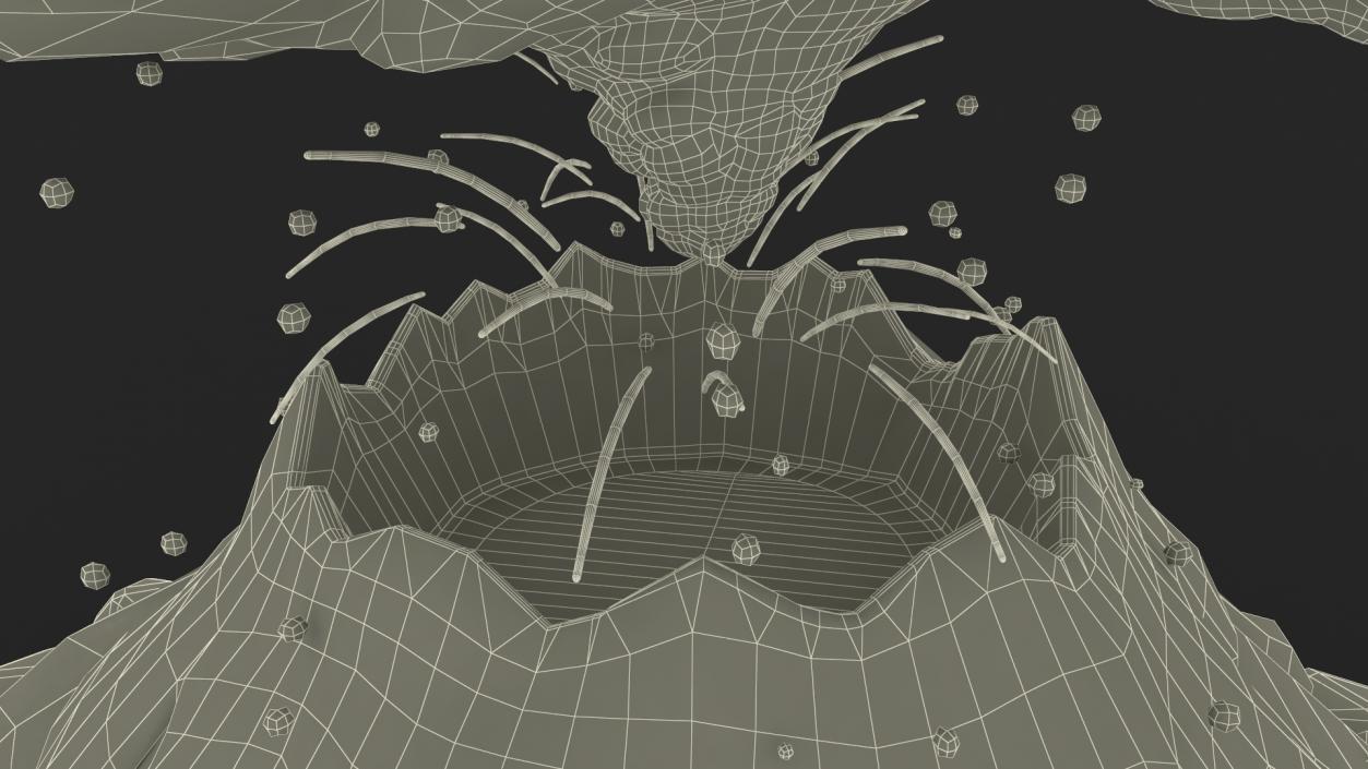 3D model Gray Stylized Erupting Volcano with Lava and Smoke