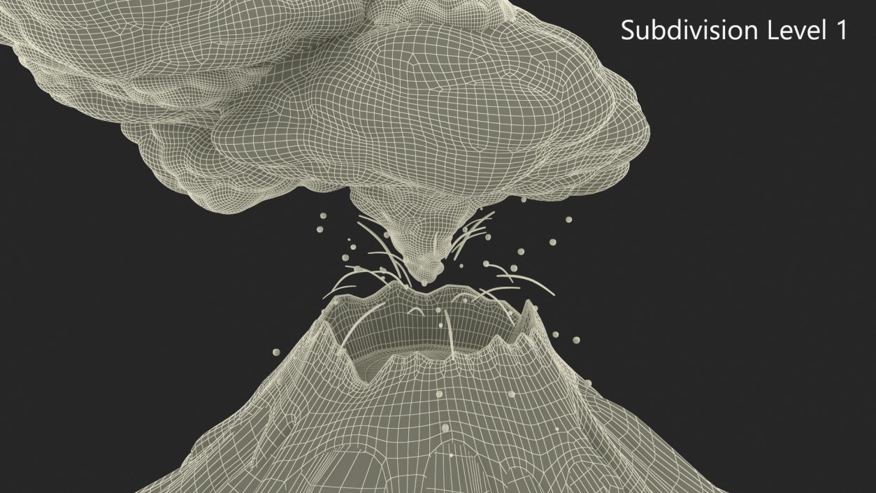 3D model Gray Stylized Erupting Volcano with Lava and Smoke