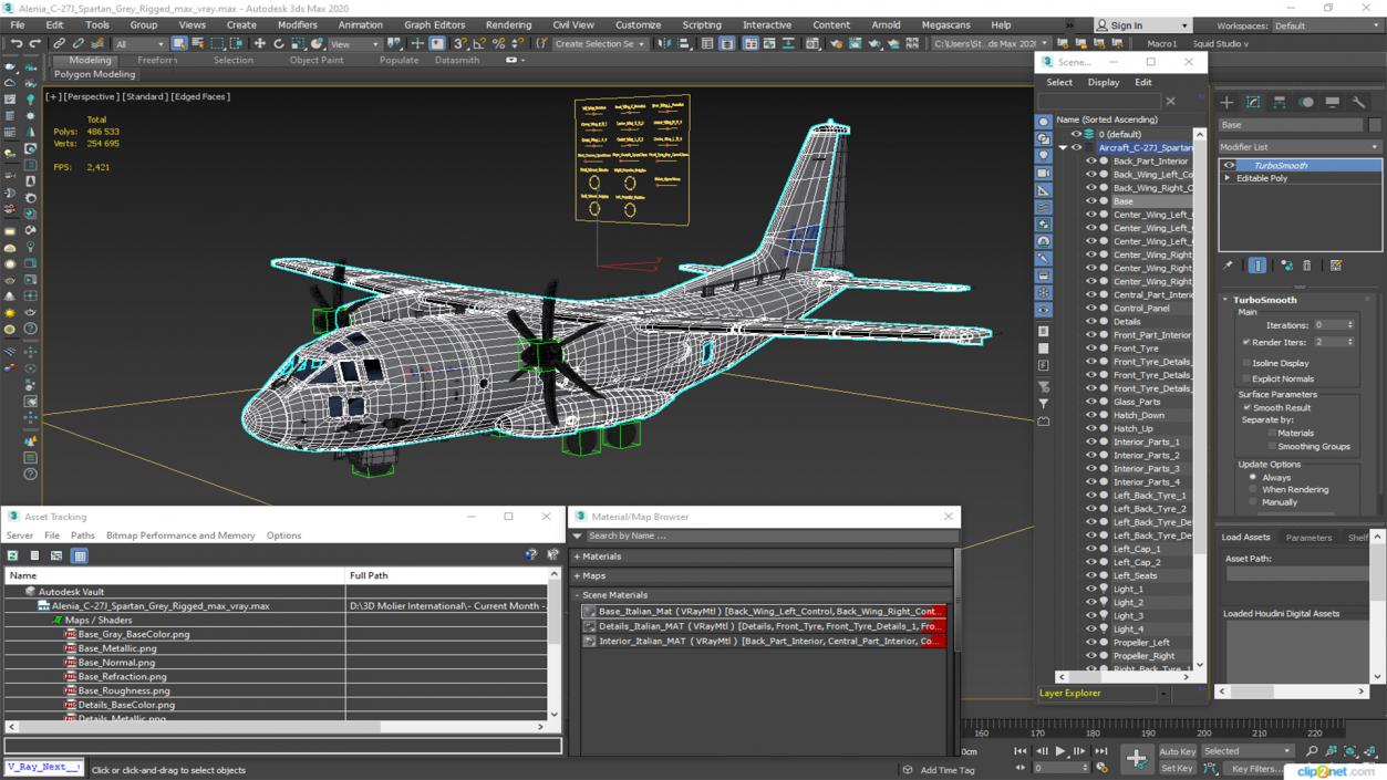 Alenia C-27J Spartan Grey Rigged 3D