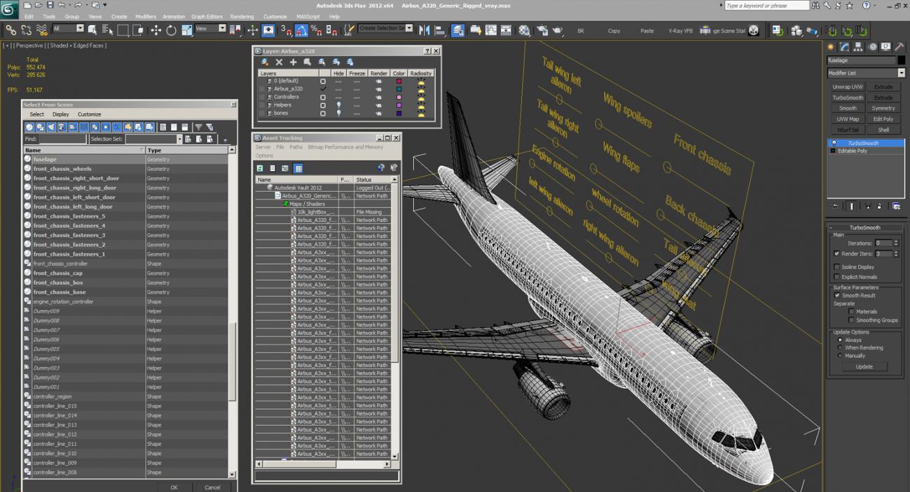 3D Airbus A320 Generic Rigged