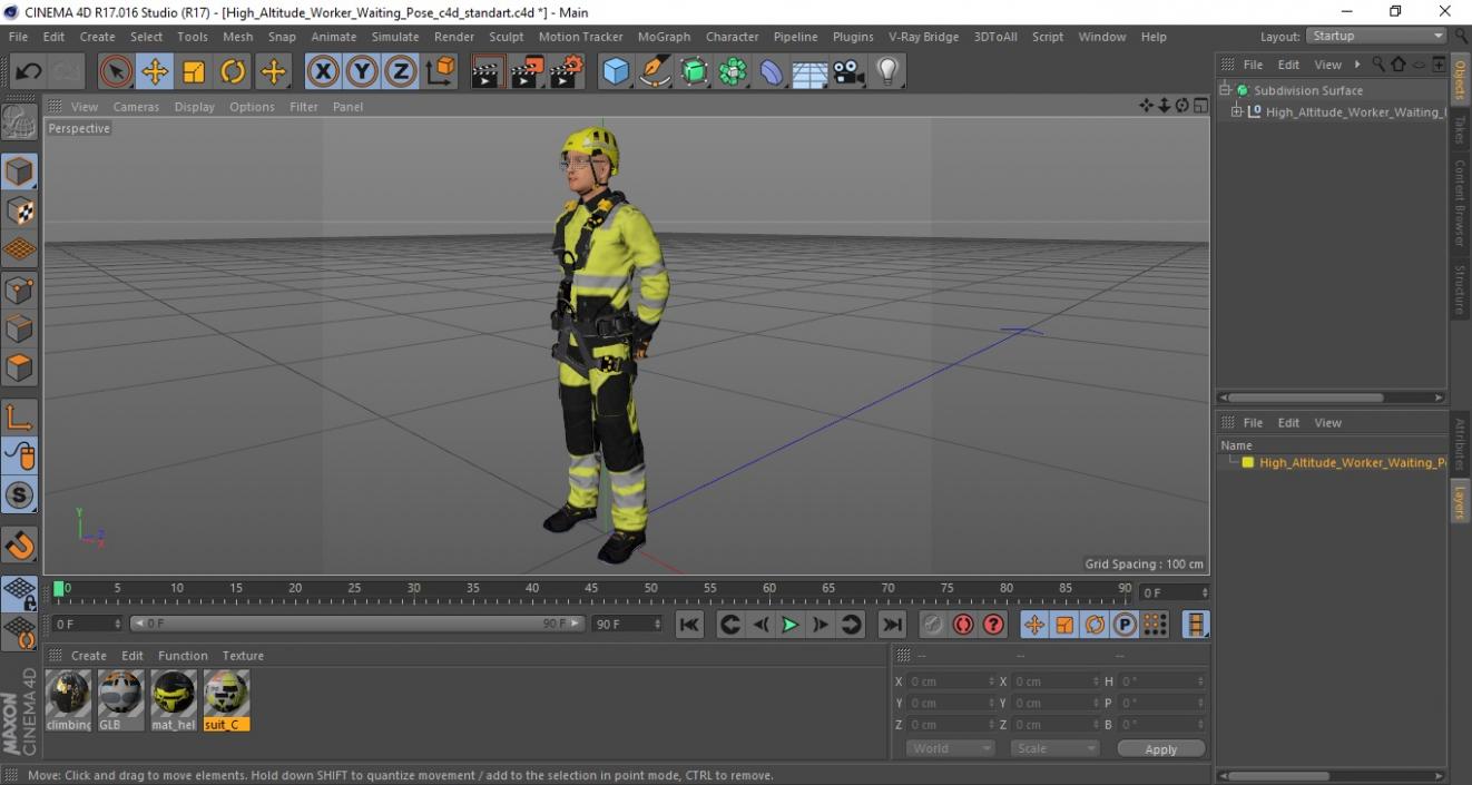 3D High Altitude Worker Waiting Pose model