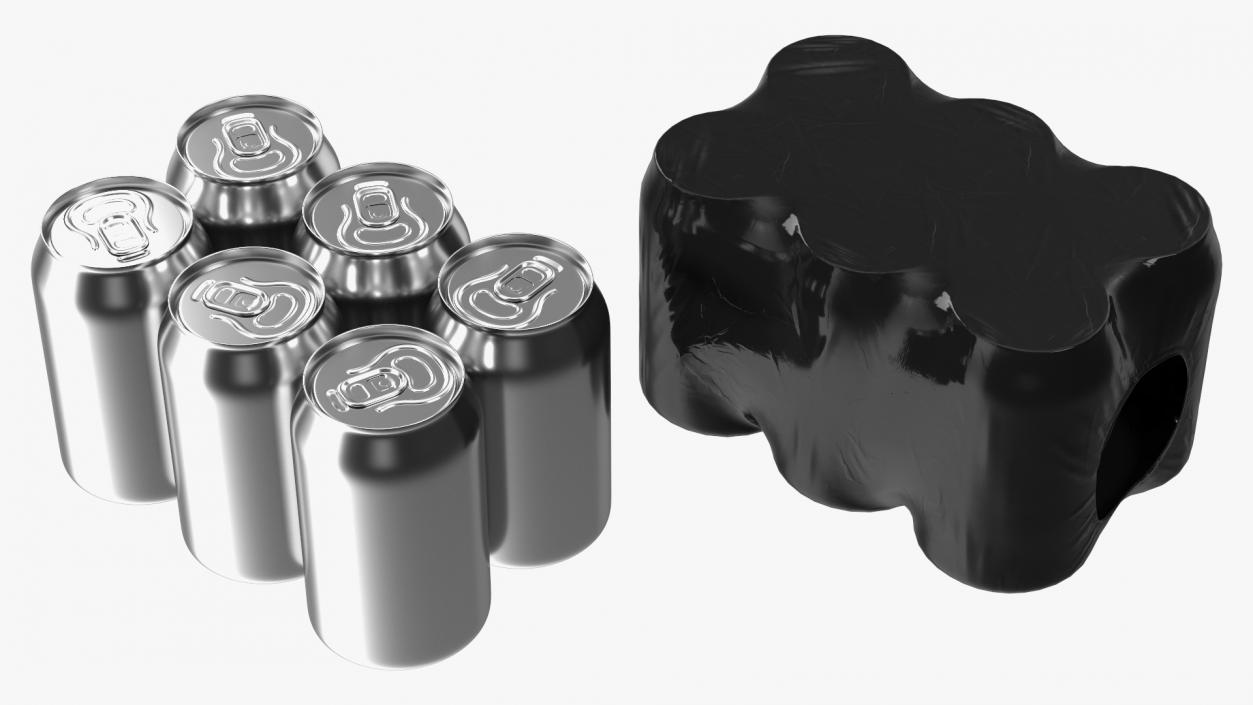 Aluminium Can 330ml Black Pack of 6 Psc 3D model