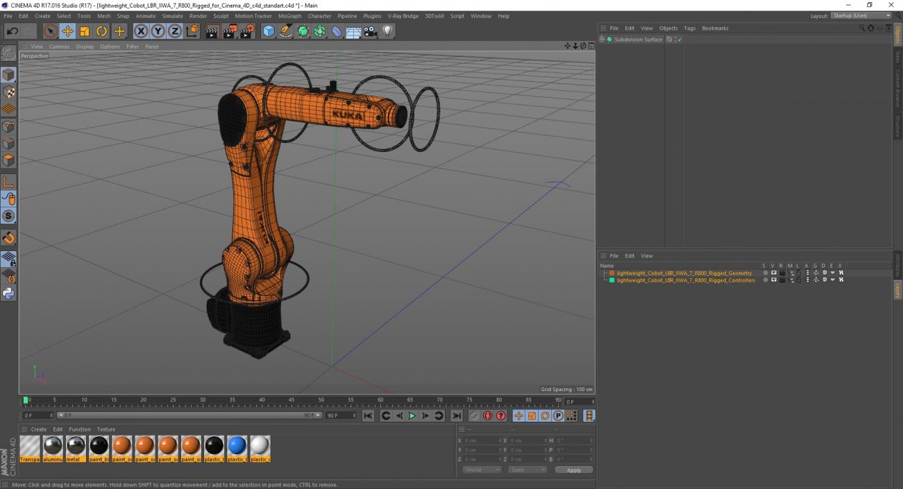 Lightweight Cobot LBR IIWA 7 R800 Rigged for Cinema 4D 3D model