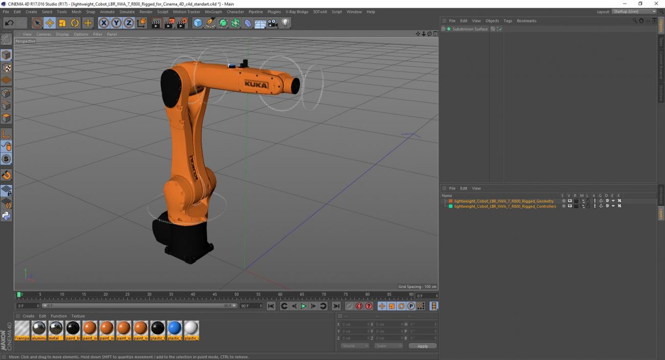 Lightweight Cobot LBR IIWA 7 R800 Rigged for Cinema 4D 3D model