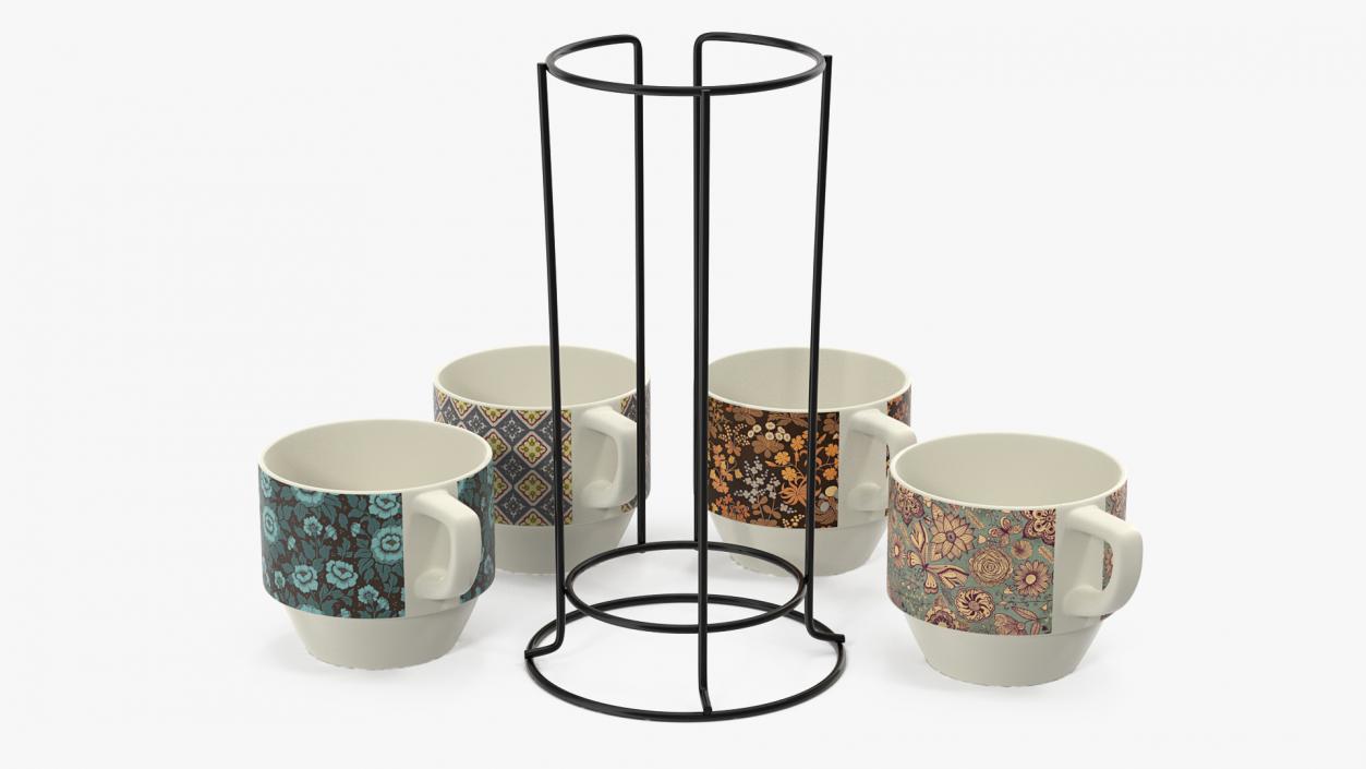 3D Holders with Mugs Collection model