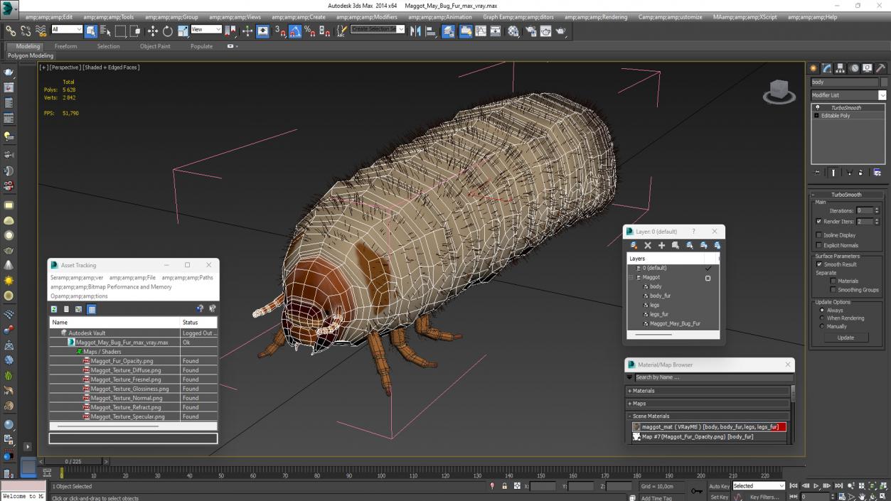 3D Maggot May Bug Fur model