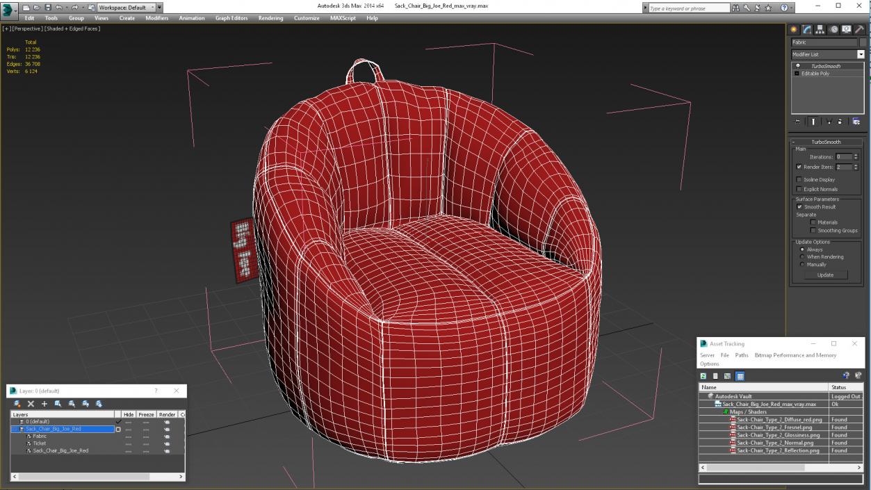 Sack Chair Big Joe Red 3D