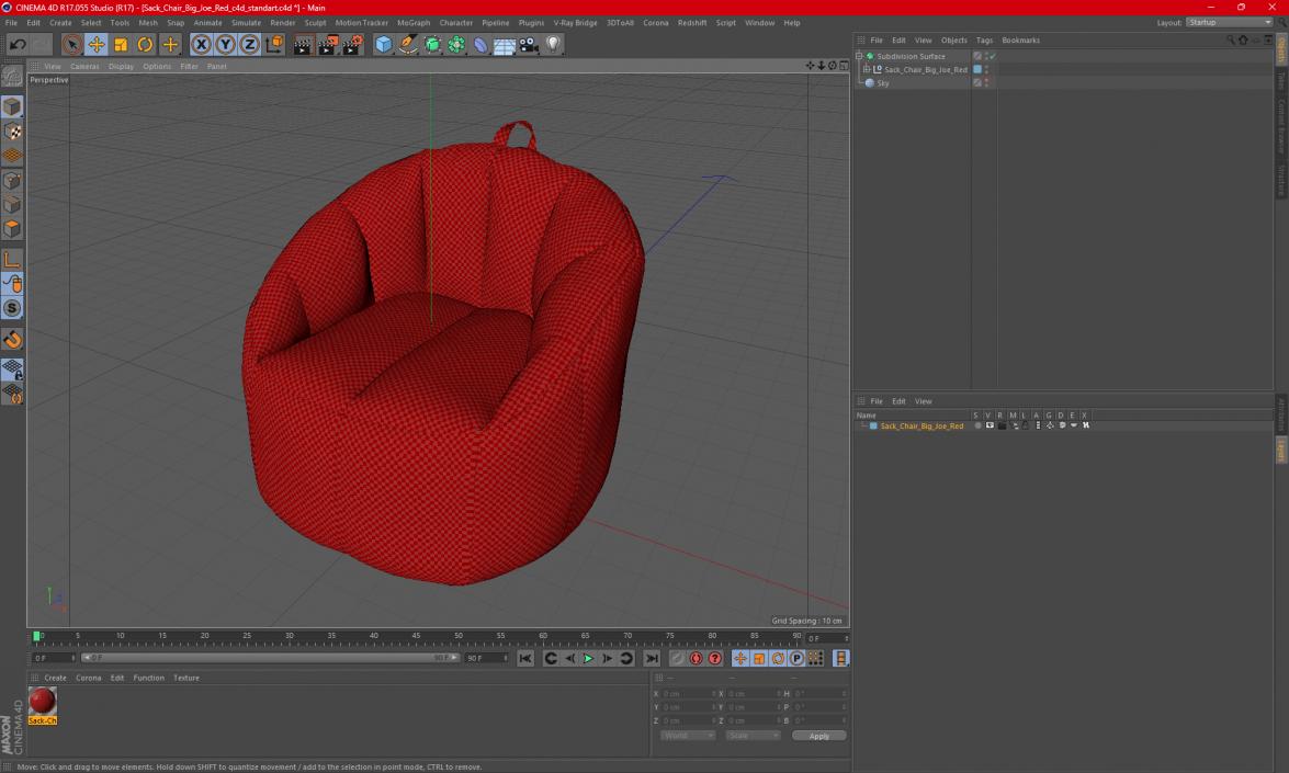 Sack Chair Big Joe Red 3D