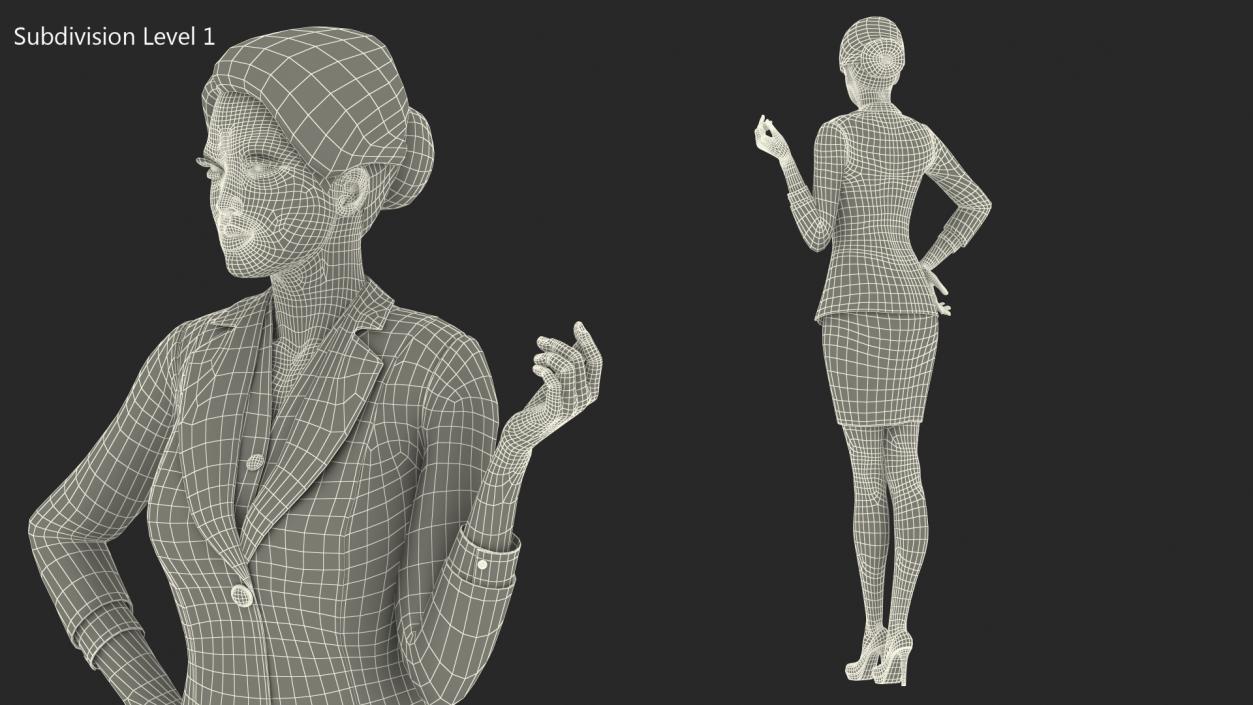 3D Asian Woman wears Red Formal Suit model