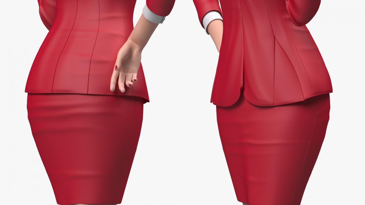 3D Asian Woman wears Red Formal Suit model