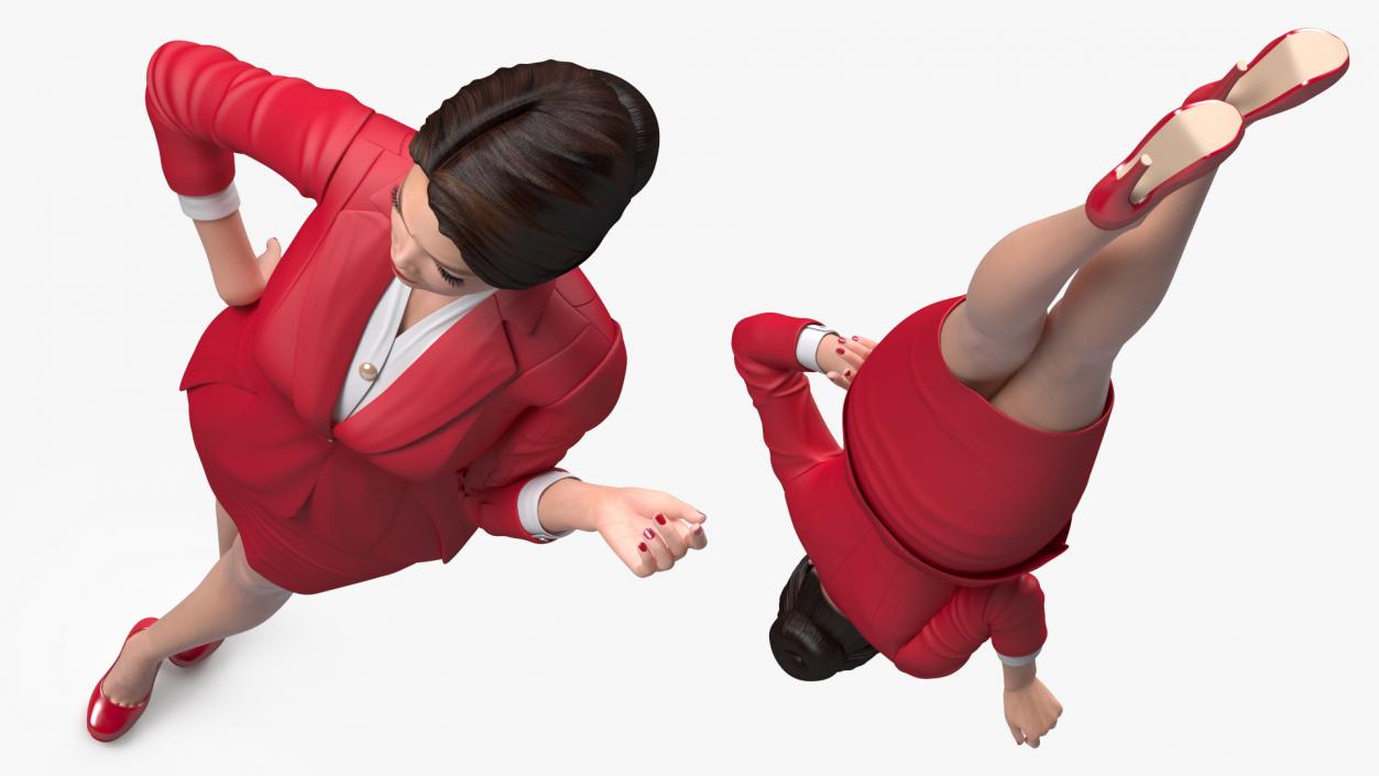 3D Asian Woman wears Red Formal Suit model