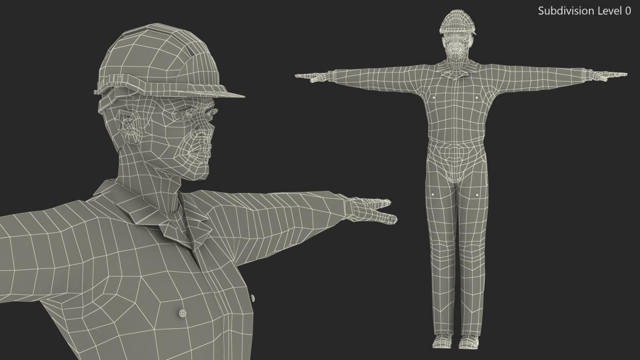 3D African American Rescuer T Pose