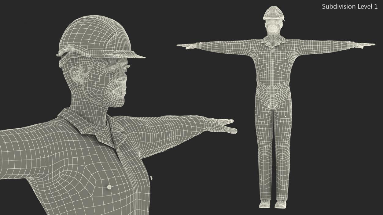 3D African American Rescuer T Pose