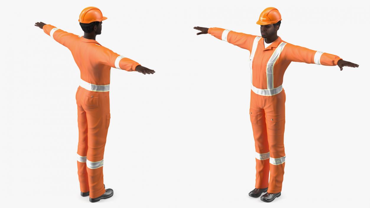 3D African American Rescuer T Pose