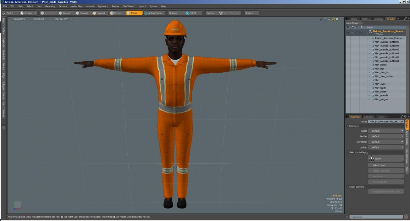 3D African American Rescuer T Pose