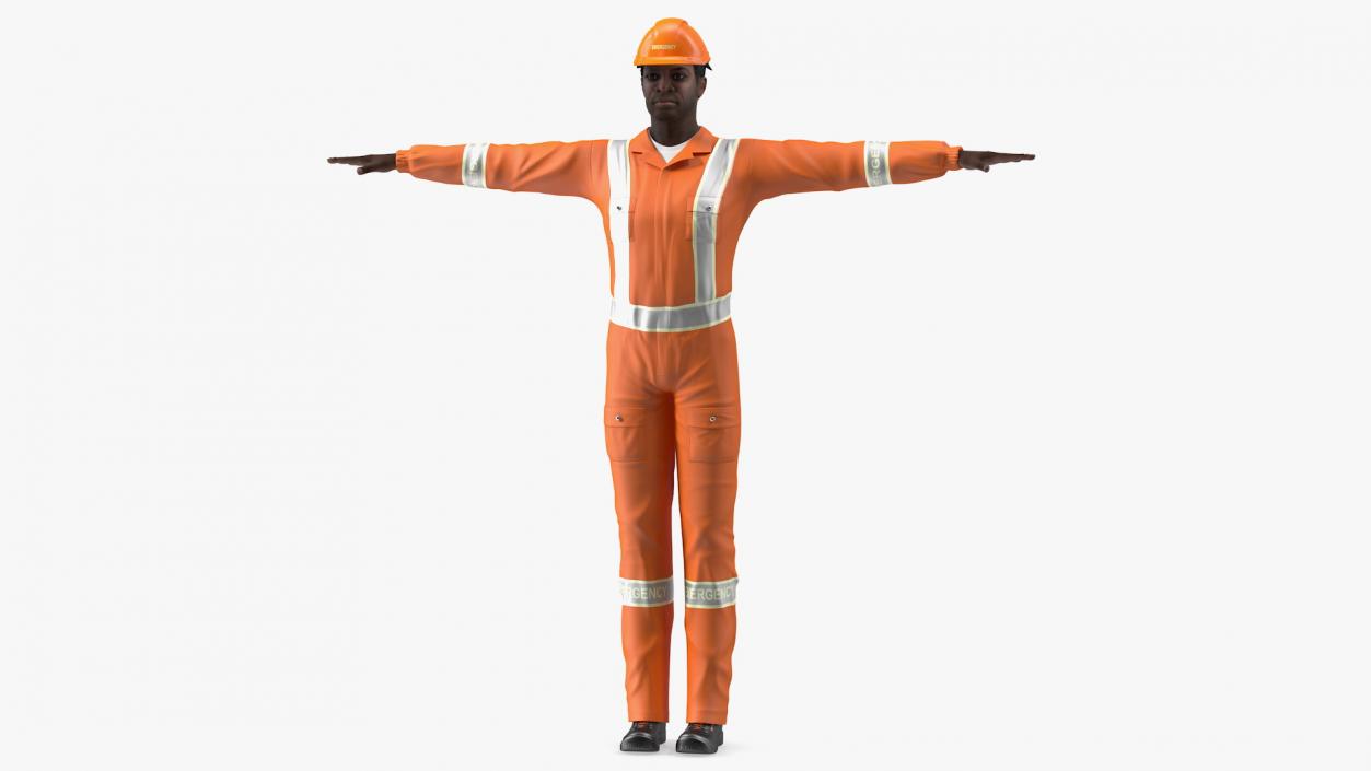 3D African American Rescuer T Pose