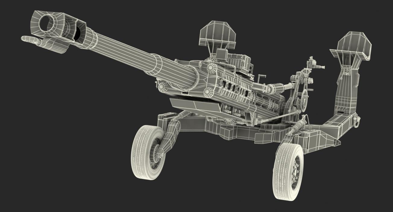 3D Desert Oshkosh HEMTT Towing M777 Howitzer Rigged model