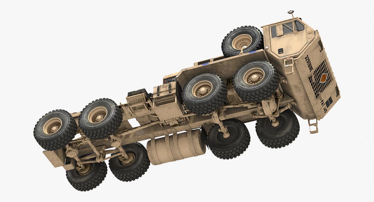 3D Desert Oshkosh HEMTT Towing M777 Howitzer Rigged model