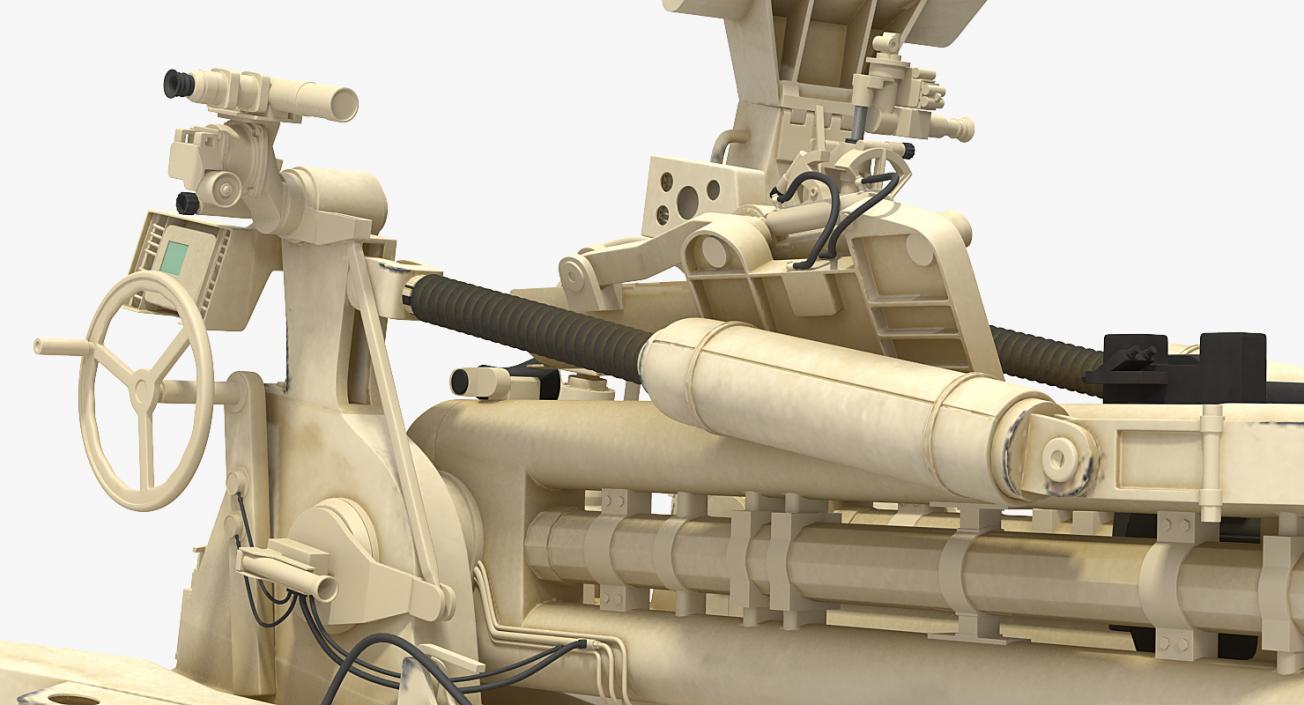 3D Desert Oshkosh HEMTT Towing M777 Howitzer Rigged model