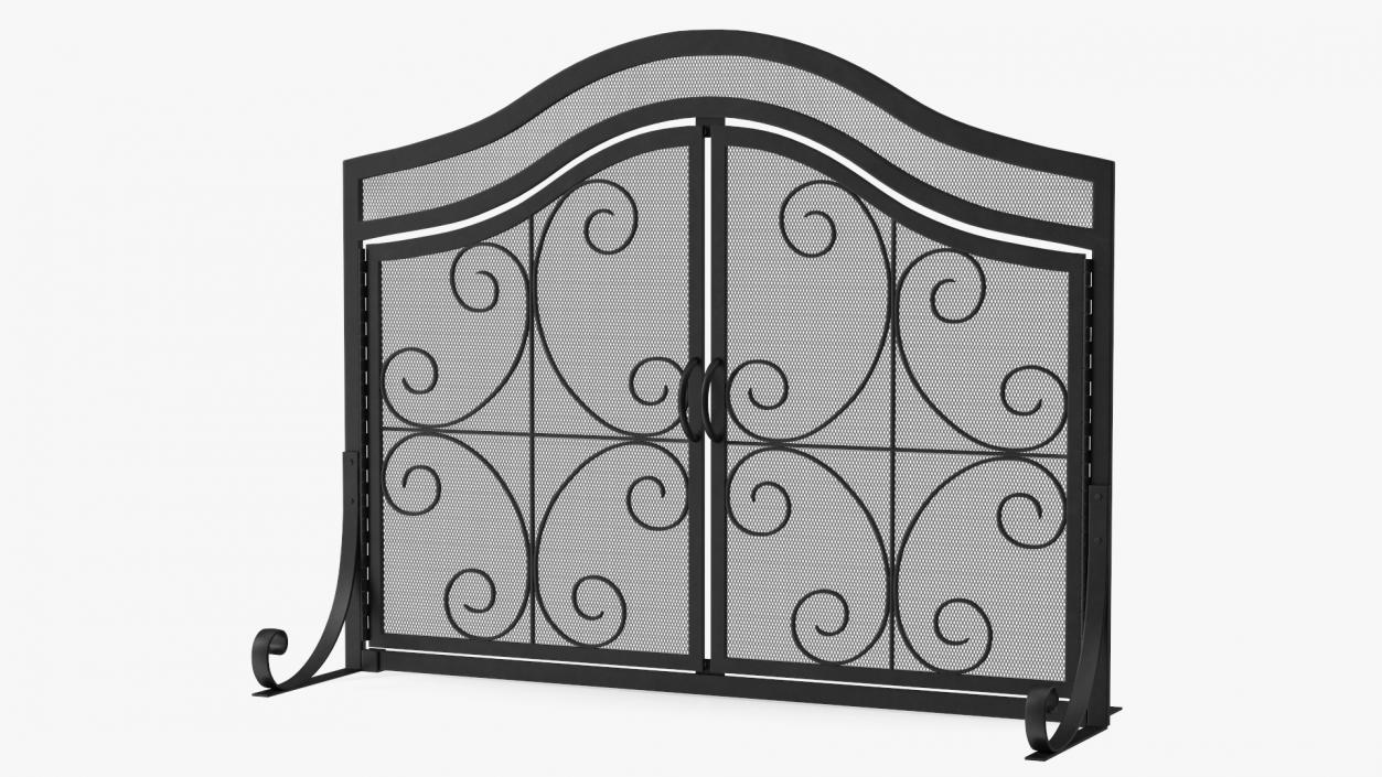 3D model Wrought Iron Fireplace Screen with Doors