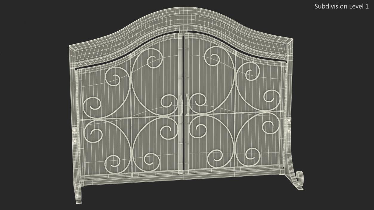 3D model Wrought Iron Fireplace Screen with Doors