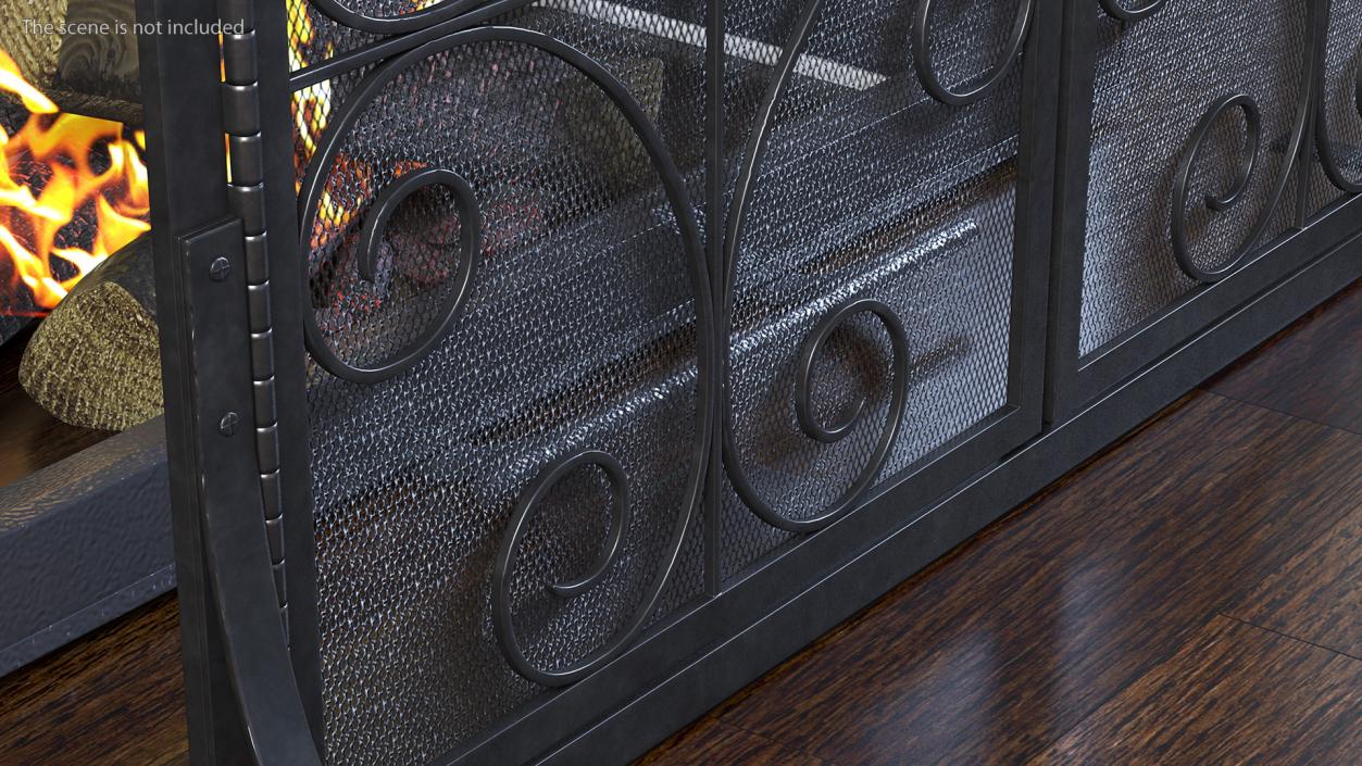 3D model Wrought Iron Fireplace Screen with Doors