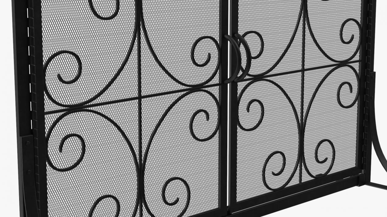 3D model Wrought Iron Fireplace Screen with Doors