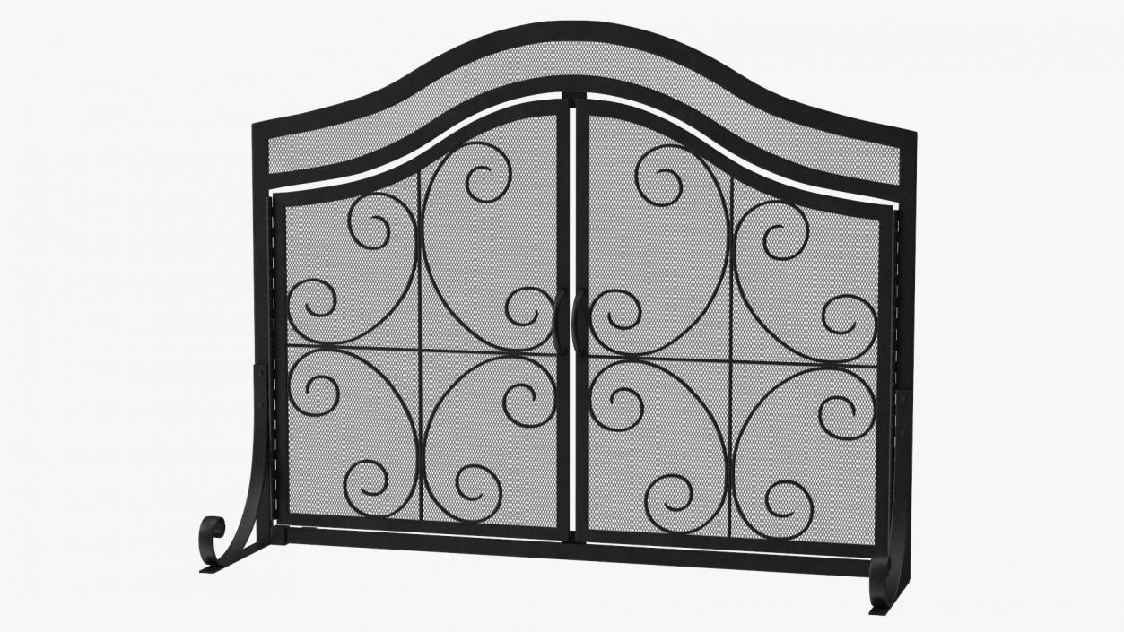 3D model Wrought Iron Fireplace Screen with Doors