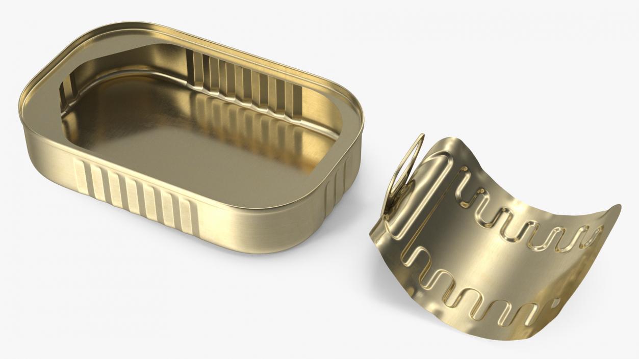 Open Rectangular Pull Ring Tin Can 3D model