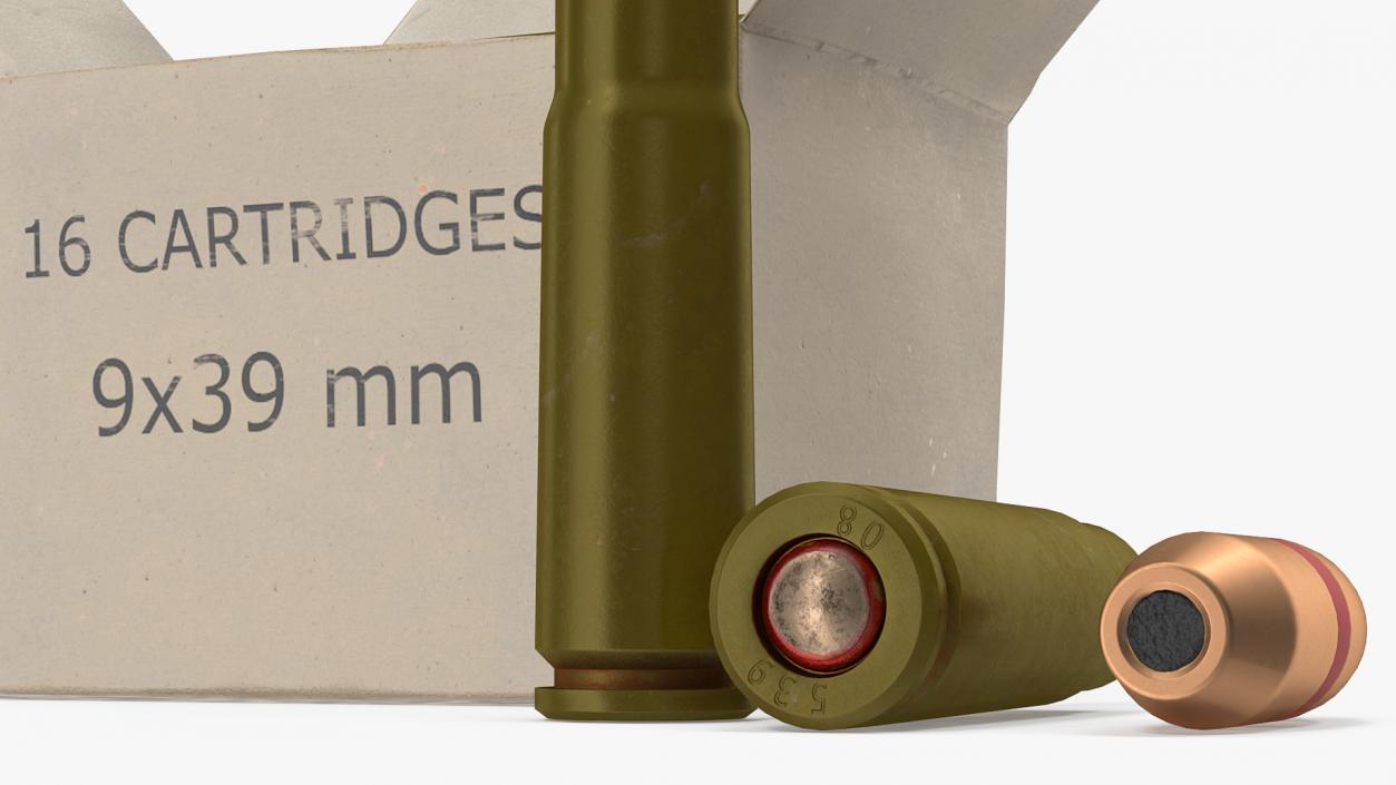 3D Box of 9x39mm Cartridge model