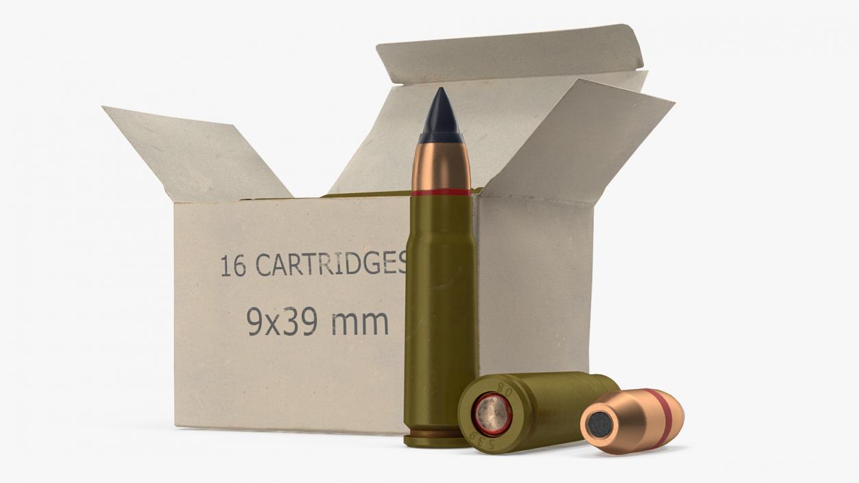 3D Box of 9x39mm Cartridge model