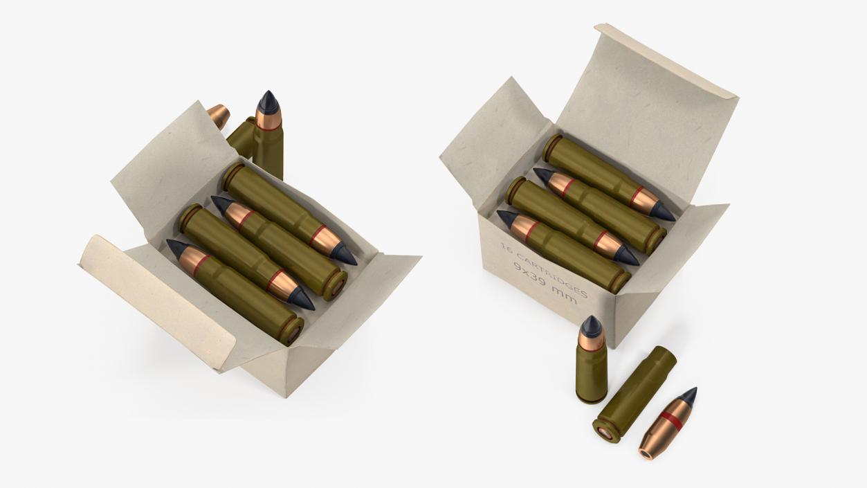 3D Box of 9x39mm Cartridge model