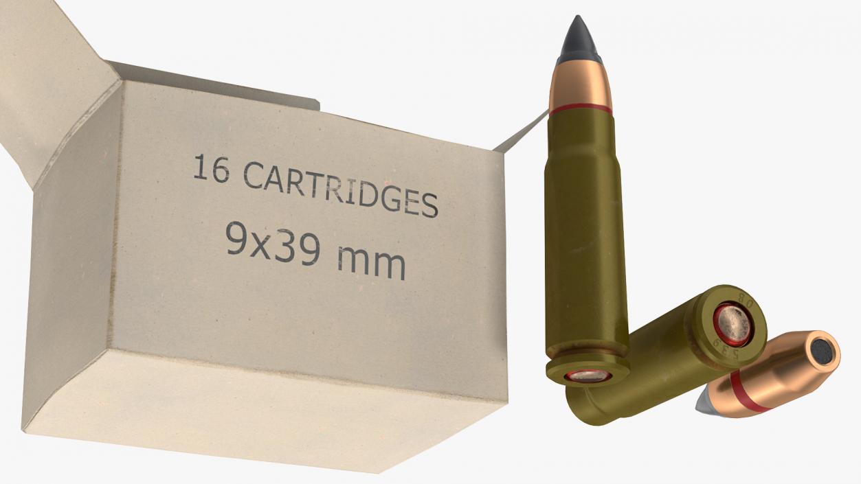 3D Box of 9x39mm Cartridge model