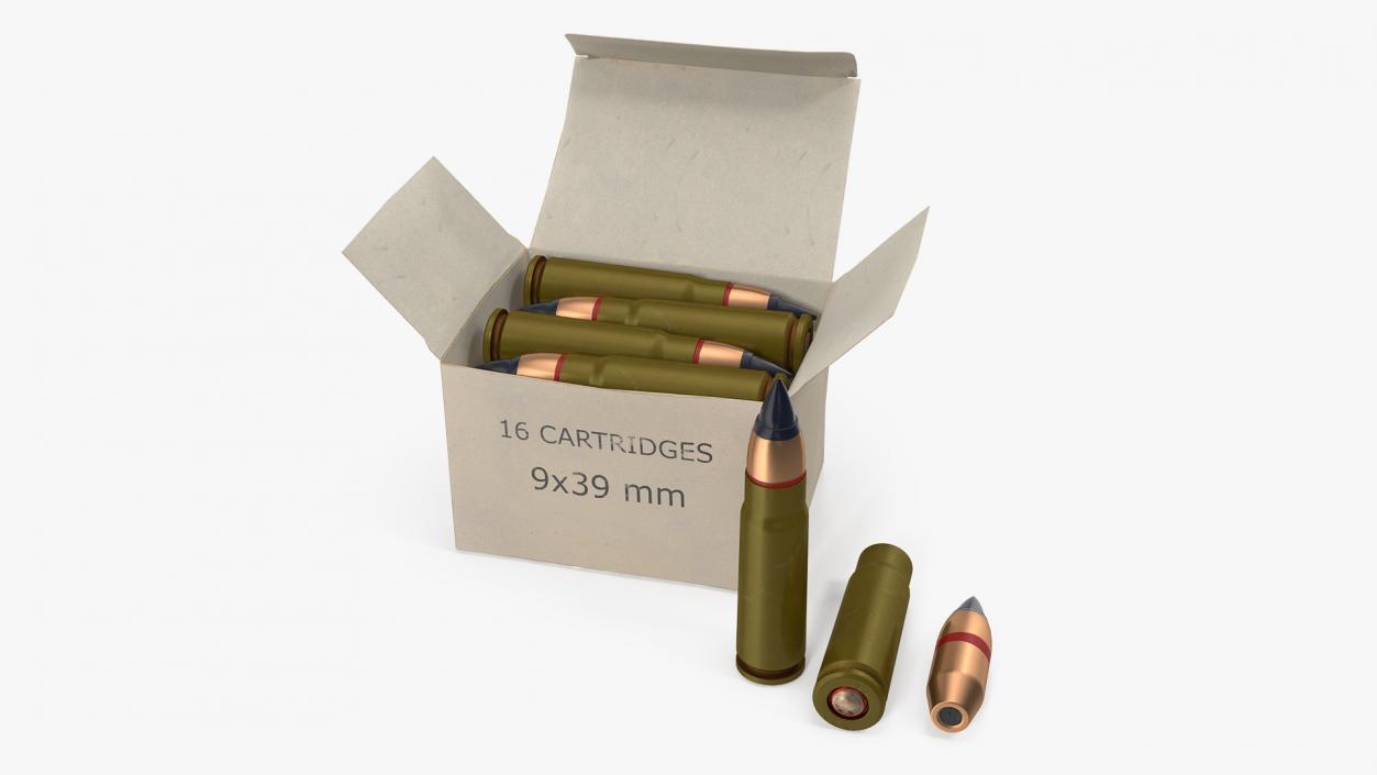 3D Box of 9x39mm Cartridge model