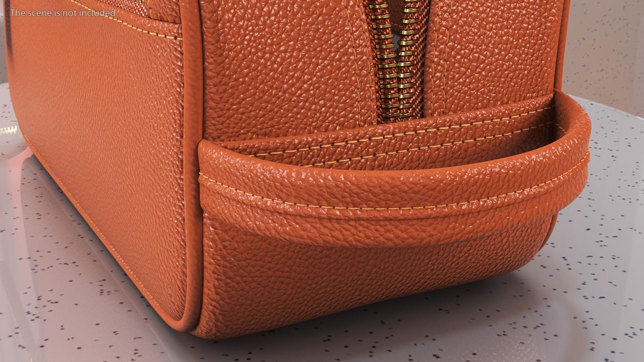 3D Open Cosmetic Bag Leather Brown