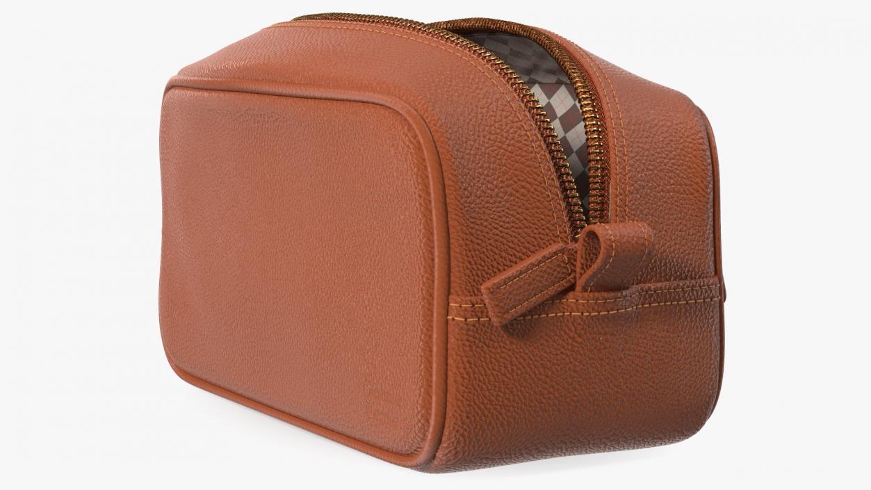 3D Open Cosmetic Bag Leather Brown