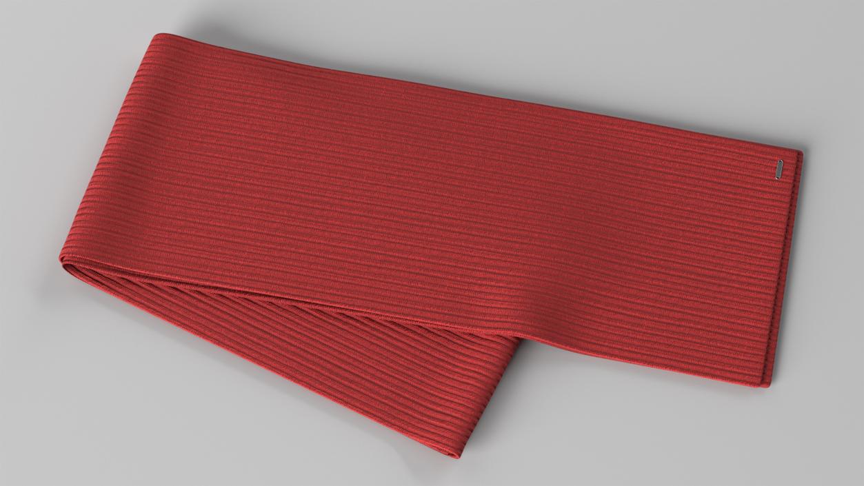 3D Red Knit Scarf Folded